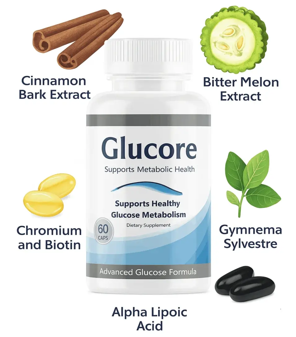 Glucore Blood Sugar Support Supplement Bottle
